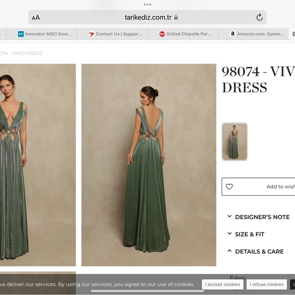 Tarik Ediz Vivid Nilgreen Prom Dress Bridesmaid Party Pagent - Picture 4 of 16